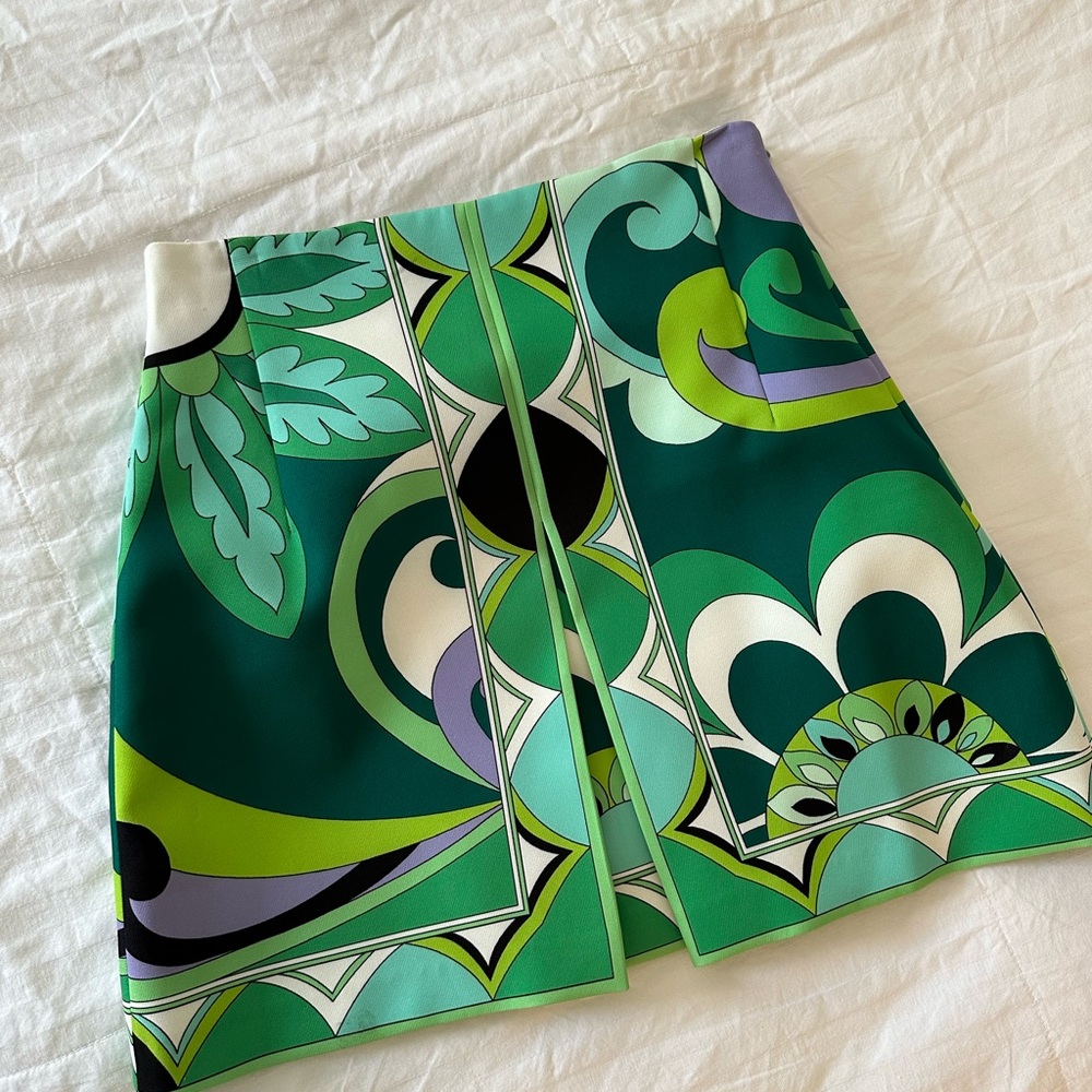 Green and Blue Patterned Skirt